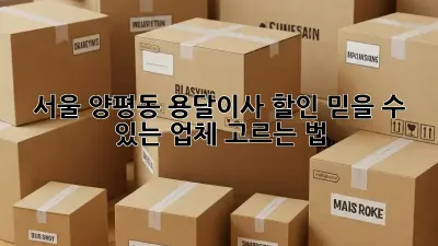 서울 양평동 용달이사 할인: 믿을 수 있는 업체 고르는 법
